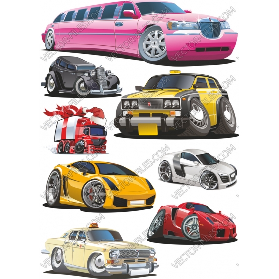 Cartoon cars bundle SVG clipart