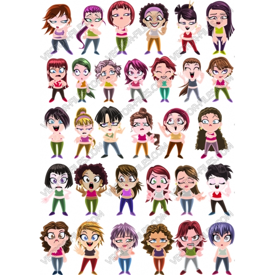 Cartoon girls bundle SVG clipart