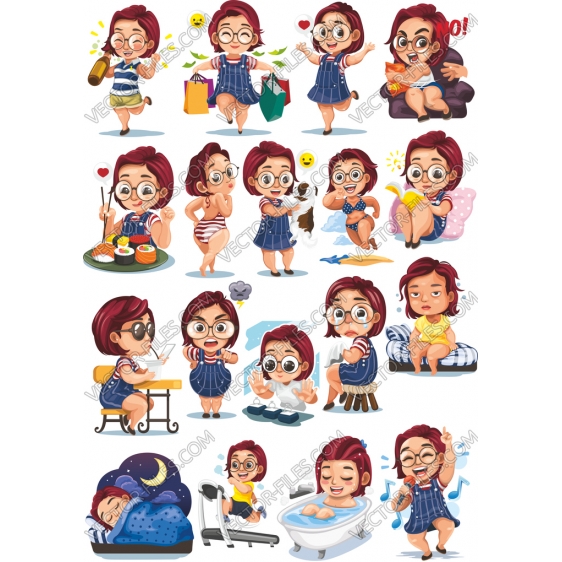 Cartoon girl bundle SVG clipart