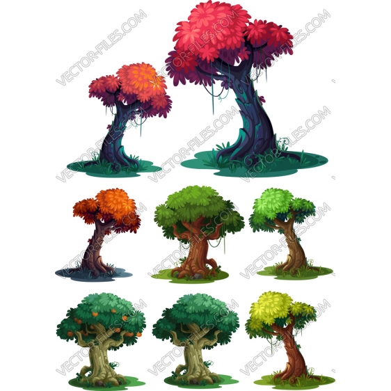 Cartoon tree bundle SVG clipart