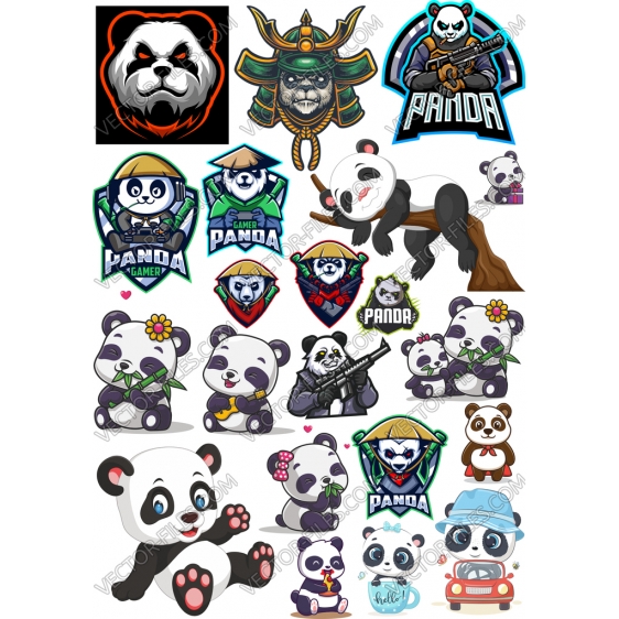 Panda bundle SVG clipart