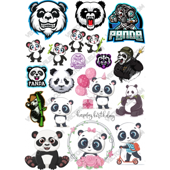 Panda bundle SVG clipart