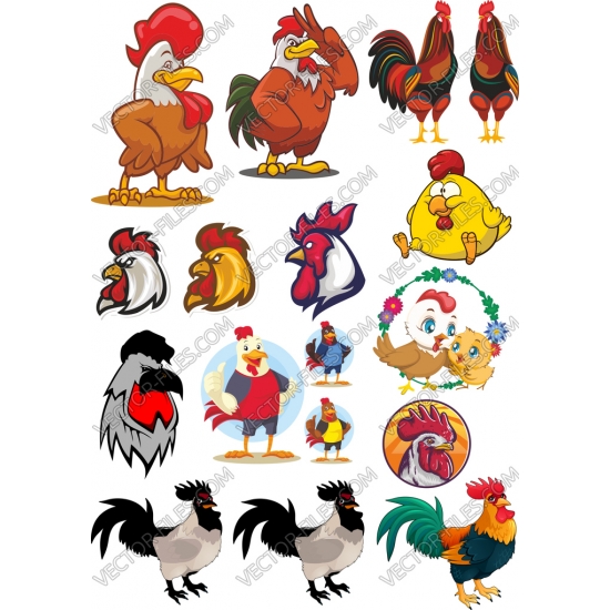 Rooster bundle SVG clipart