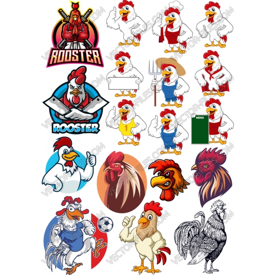 Rooster bundle SVG clipart