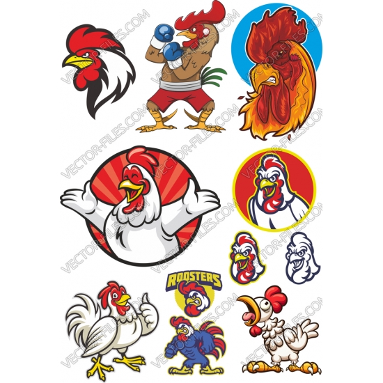 Rooster bundle SVG clipart