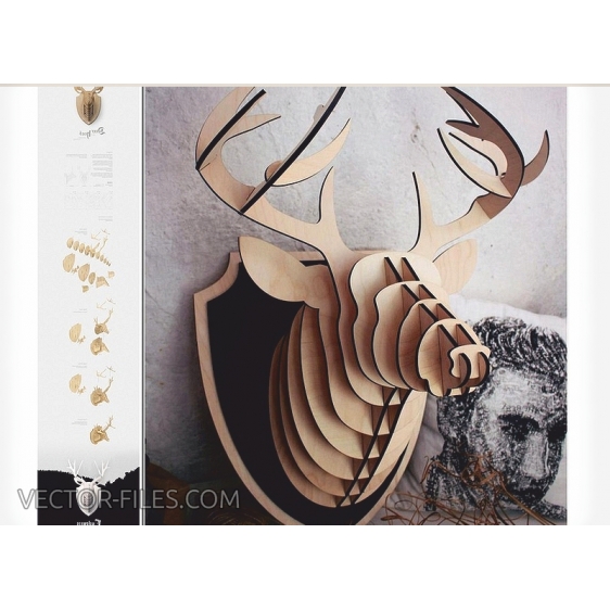 Majestic Deer Trophy - 3D Wall Decor Laser Cut Files