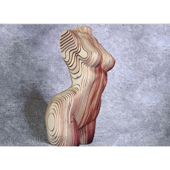 Elegant Contours: The Wooden Torso Design for CNC Laser Cutting