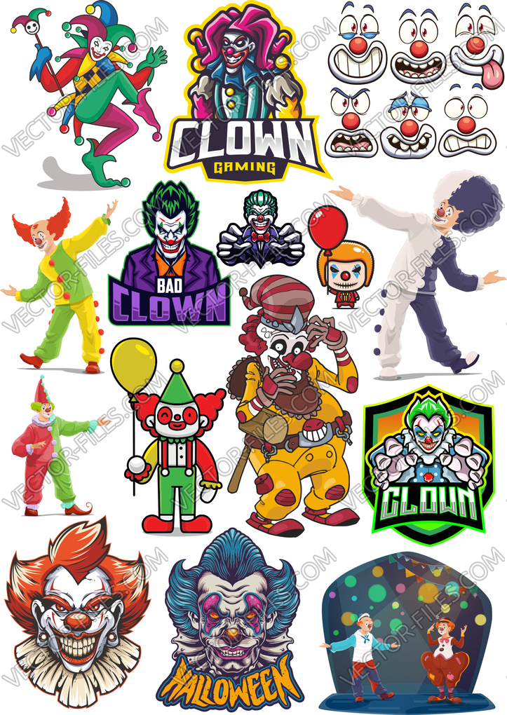 Clown Svg Clown Clipart Clown Svg Bundle Clown Vector Svg T Shirt Design Silhouette Svg 