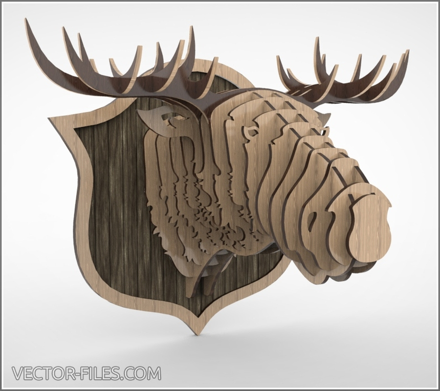 Elk Head laser cut file, CNC Router, Digital, Vector Files, Dxf, Cdr ...