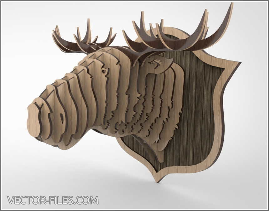 Elk Head laser cut file, CNC Router, Digital, Vector Files, Dxf, Cdr ...