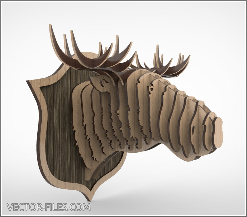 Elk Head laser cut file, CNC Router, Digital, Vector Files, Dxf, Cdr ...